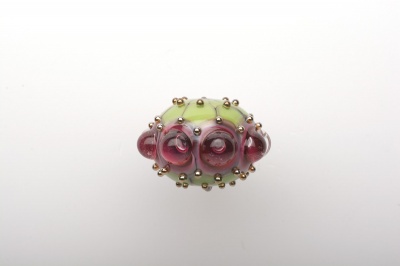 Ring of Ruby bubble dots Lampwork bead - 180 Degree